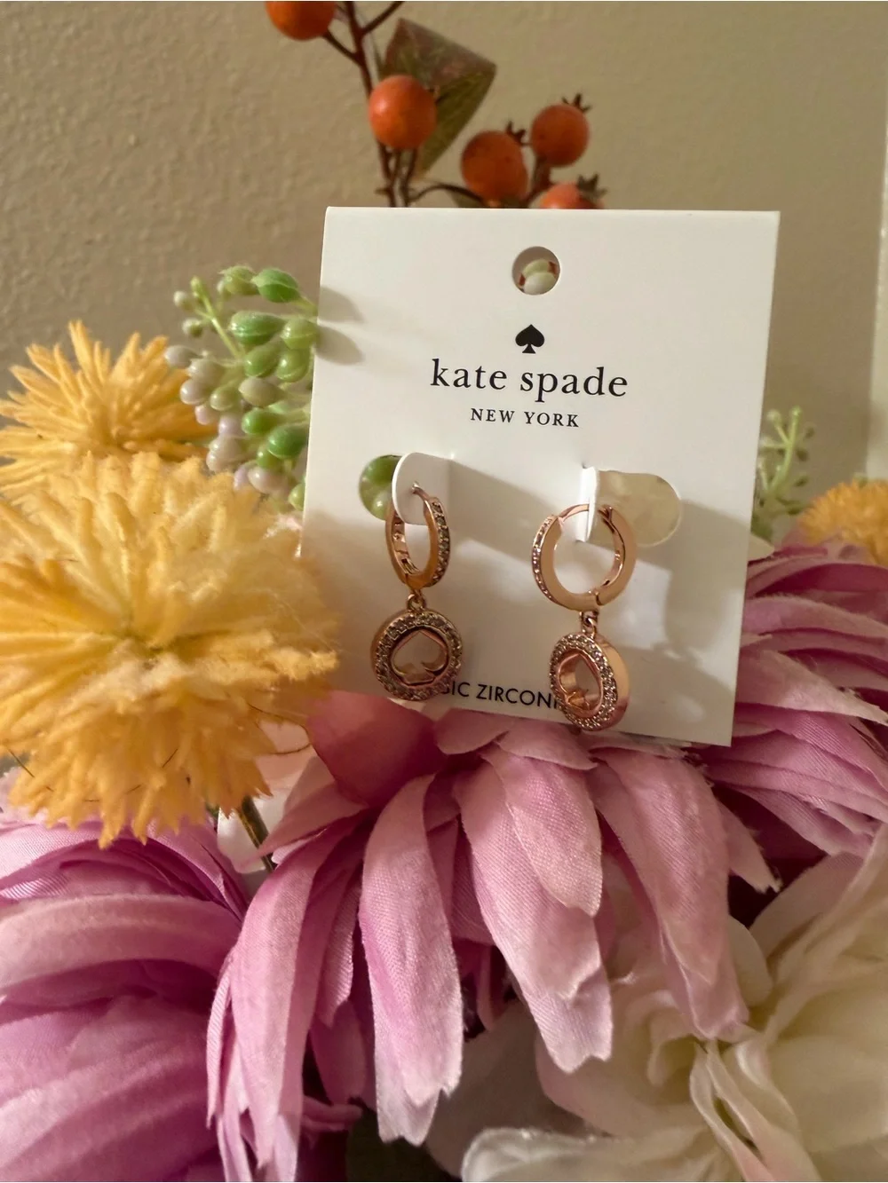 kate spade Rose Gold Pave Double Drop Earrings